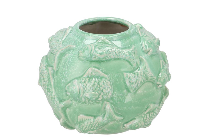 <h4>Shella Green Vase Fish 26x26x20cm</h4>