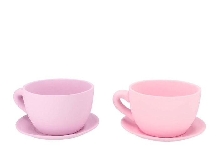Chai Pastel Pot Cup And Saucer Ass 23x19x12cm