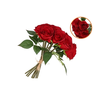 Silk Roses Bouquet 7x Red 26x20x30cm