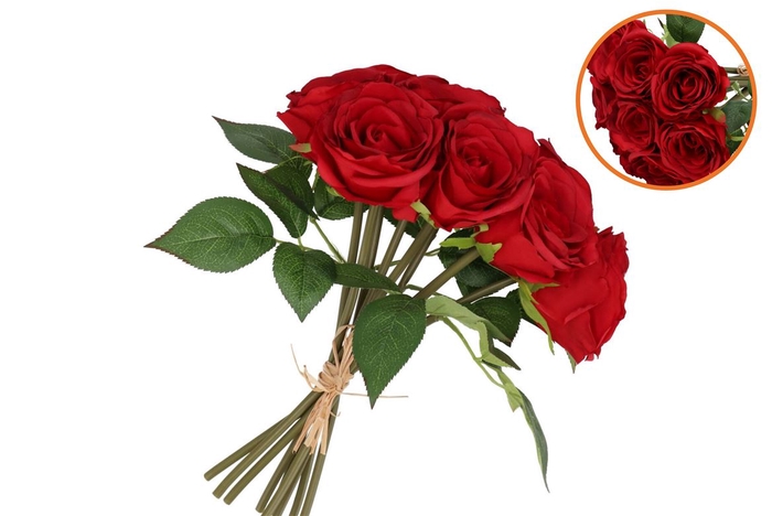 <h4>Silk Roses Bouquet 7x Red 26x20x30cm</h4>