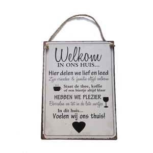 Wall Hanger Metal Welkom Huis