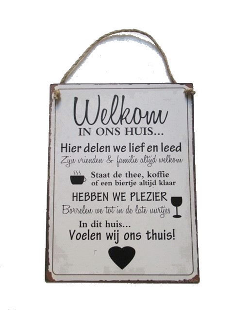 <h4>Wall Hanger Metal Welkom Huis</h4>