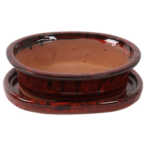 Bonsai accesoires Potset with saucer Ø20cm Red