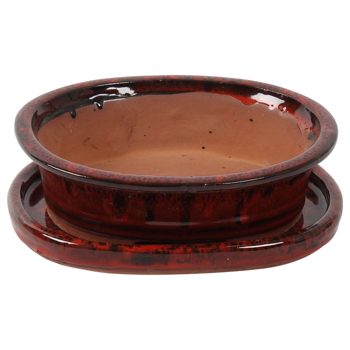<h4>Bonsai accesoires Potset with saucer Ø20cm Red</h4>