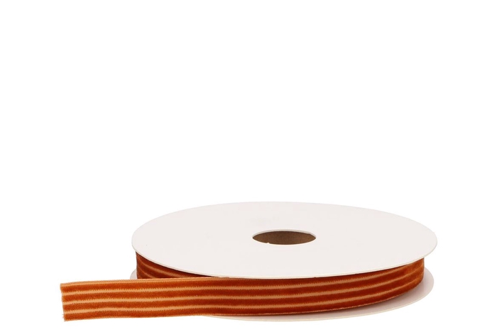 <h4>Ribbon Velvety Stripe Cognac 10mx15mm</h4>