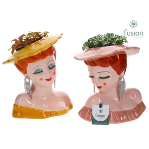 Keramiek Dames vase met Fittonia