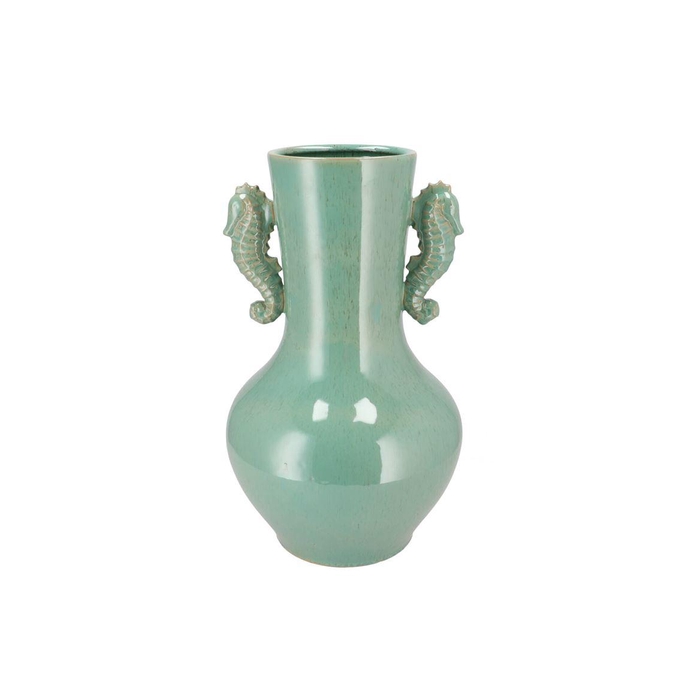 <h4>Pearl Sea Green Vase Seahorse 26x26x45cm Nm</h4>