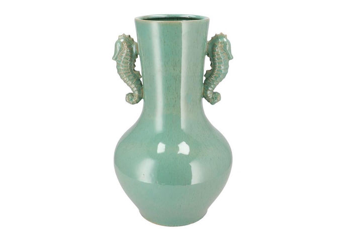 <h4>Pearl Sea Green Vase Seahorse 26x26x45cm Nm</h4>