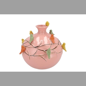Bird Pink Vase Globe 23x23x23cm Nm