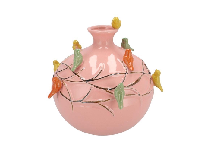 <h4>Bird Pink Vase Globe 23x23x23cm Nm</h4>