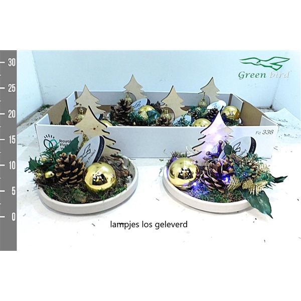 <h4>Arrangement Kerst Plateau goud zonder lampjes</h4>