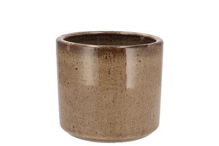 <h4>Javea Cilinder Pot Glazed Taupe 13x12cm</h4>