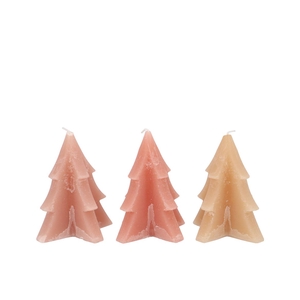 Frosty Warm Sand Mix Pine Tree Candle 9x12cm Ass