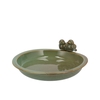 Iron Stone Bird Bowl Glazed Green 28x5cm Nm