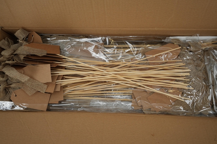 <h4>Pick bow woven 13x10cm+label+50cm stick brown</h4>