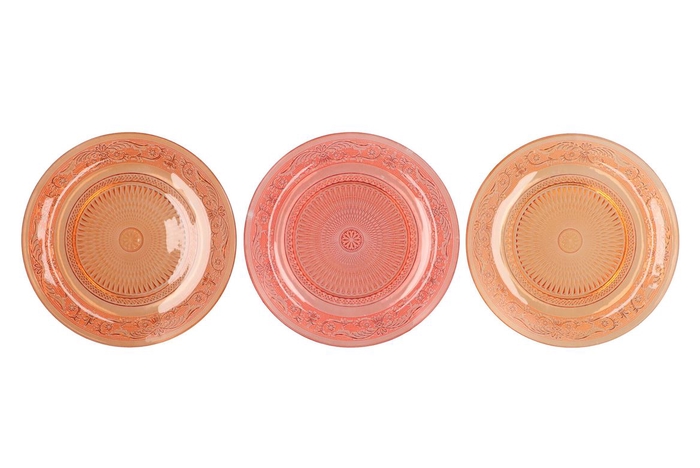 <h4>Dayah Coral Sunset Glass Plate 32,5x2,5cm Ass P/1</h4>