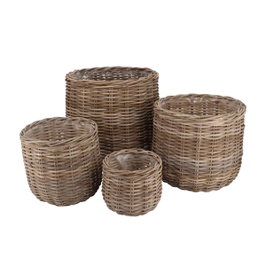 Rattan Ivy Cauldron Natural Set 4 25x23/35x33/44x40/55x50cm