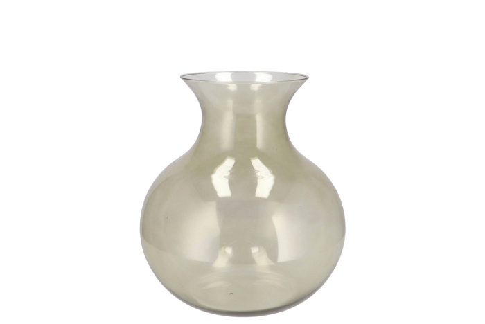 <h4>Mira Olive Green Glass Cone Neck Sphere Vase 16x16x17cm</h4>
