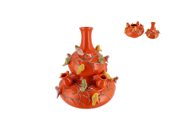 <h4>Bird Vase Orange Bubbles 23x25cm Nm</h4>