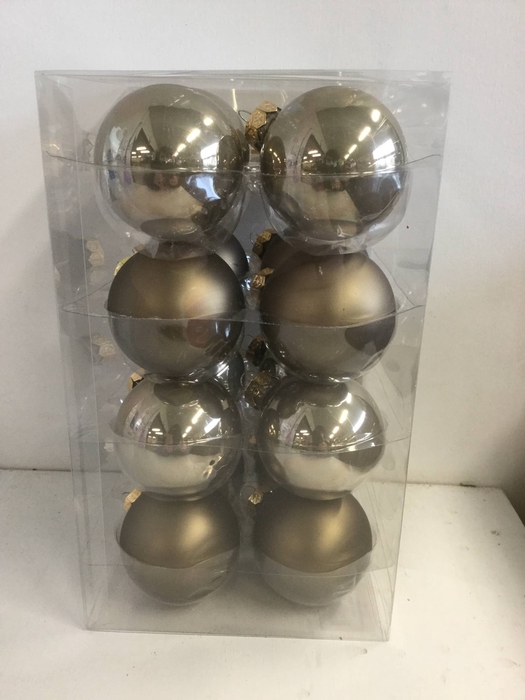 KERSTBAL GLASS 57MM FOSSIL 16PCS