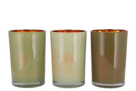 <h4>Hilly Summer Green Mix T-light Glass Ass 12x18cm N</h4>