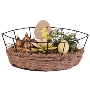 Easter Arr. Indoor Metal Frame Rope pot Boat Ø31cm 4PP