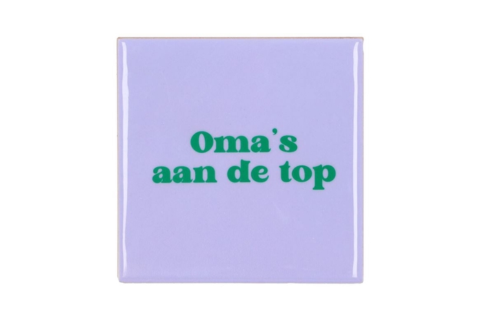 <h4>Tile Omas Aan De Top Purple 10x10x1cm</h4>