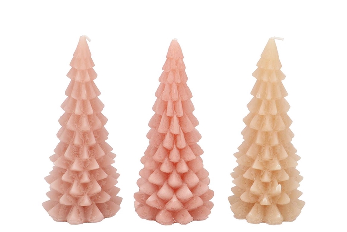 <h4>Candle Frosty X-mas Tree Warm Sand Mix 8x16cm Ass</h4>