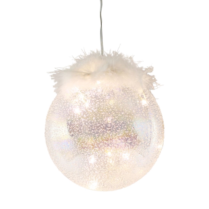 <h4>DF12-GF-16695 - Glass ball 15cm transparent 15led b/o</h4>