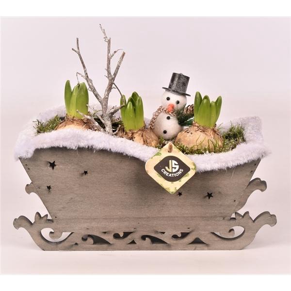 <h4>Hout arreslee met bontje 30x12cm</h4>