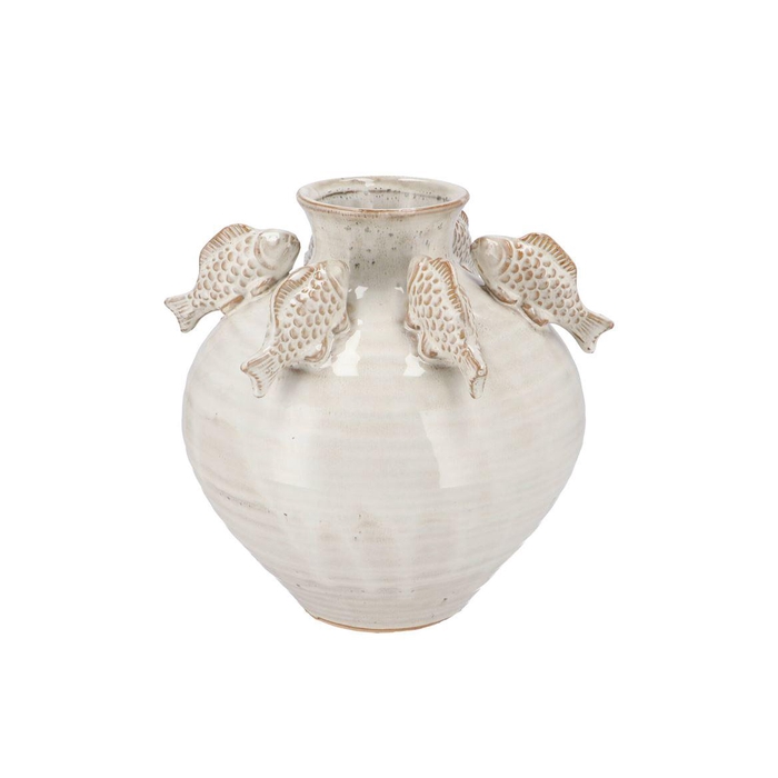 <h4>Pearl Sea Grey Vase Fish 25x25x27cm Nm</h4>
