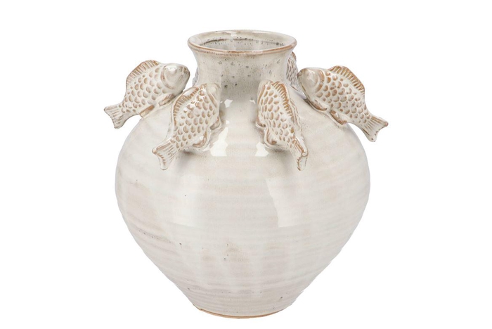 <h4>Pearl Sea Grey Vase Fish 25x25x27cm Nm</h4>