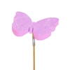Pick butterfly Fiber foam 7x7cm+50cm stick pink