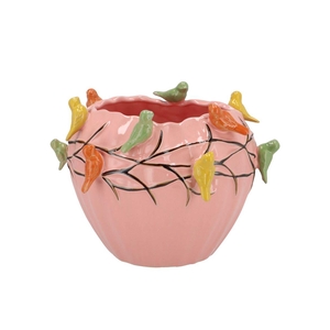 Bird Pink Pot 26x26x20cm Nm