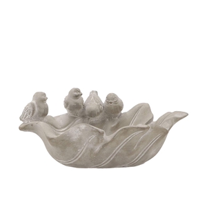 Concrete Bird Bowl Leaf 33x24x15cm Nm