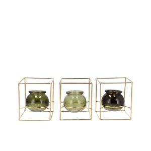 Polly Summer Green Mix Metal Rack Square Glass Ass 11x11x13