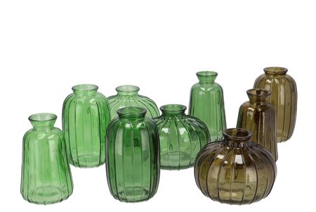 <h4>Dayah Green Mix Glass Bottle Set 3 7x11cm</h4>