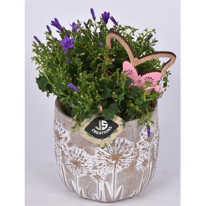 Cement pot bloemdecor 11,5cm