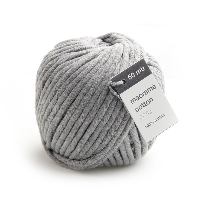 MACRAMÉ COTTON CORD 50M 5MM grey