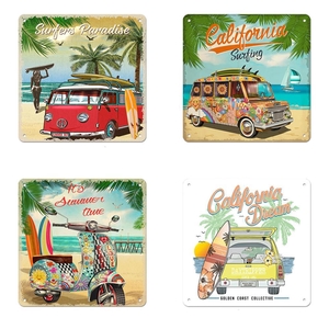 Wall Hanger Tin 20x20cm Beach