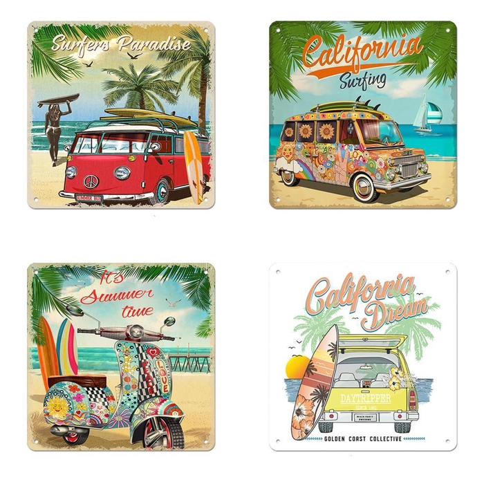 <h4>Wall Hanger Tin 20x20cm Beach</h4>