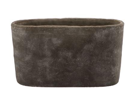 <h4>Iron Stone Grey Oval Pot 44x16x25cm</h4>