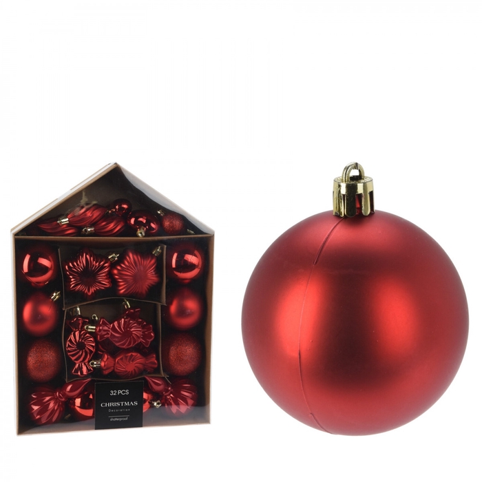 <h4>Kerstbal Kerst mix kunststof 3-11cm x32</h4>