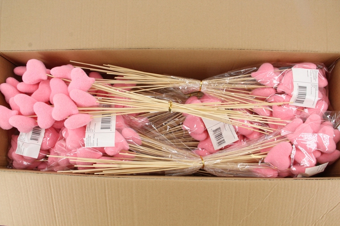 <h4>Stick Heart Flock Slanting 6cm Pink</h4>
