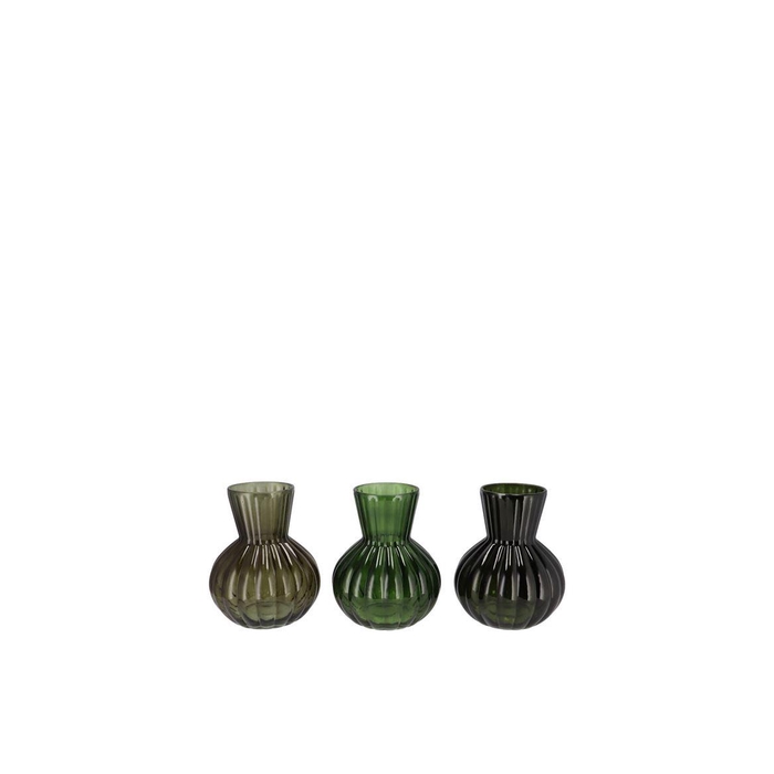 <h4>Feline Dark Green Mix Vase Ass 9x11cm</h4>