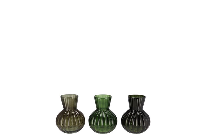 Feline Dark Green Mix Vase Ass 9x11cm