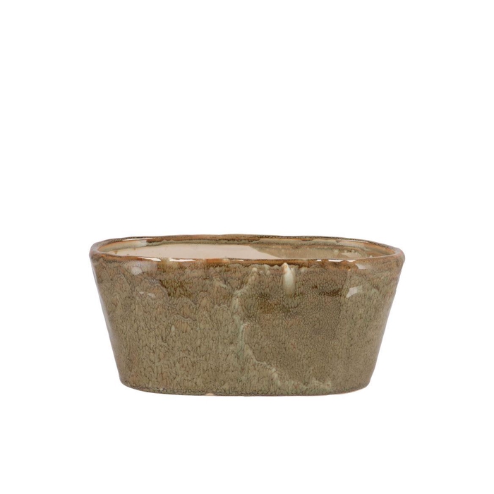 <h4>Iron Stone Sand Glazed Oval Pot 23x9x10cm</h4>