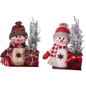 Christmas Arr. Conifer pluche Snowman ø15cm 1PP