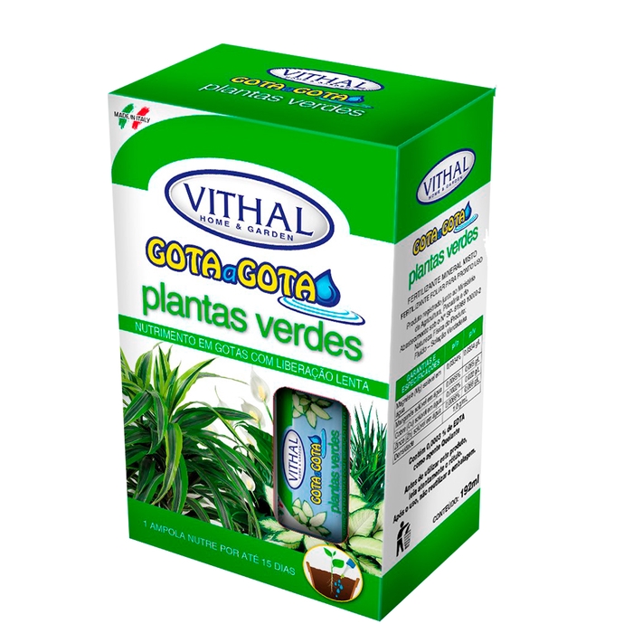 <h4>FERTILIZANTE VITHAL GOTA A GOTA PARA PLANTAS VERDES COM 6 AMPOLAS DE 32ML</h4>