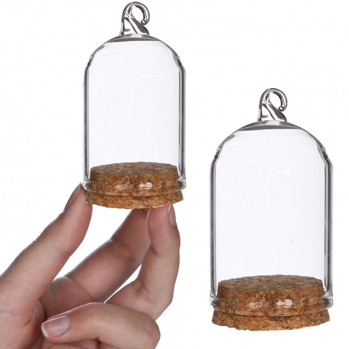 <h4>Glass Cloche+cork hanging d06*8cm</h4>